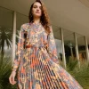 Paisley Pleated Maxi Dress