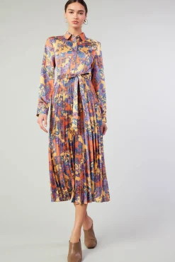 Paisley Pleated Maxi Dress