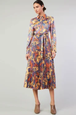Paisley Pleated Maxi Dress