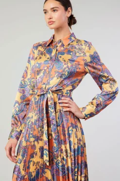 Paisley Pleated Maxi Dress