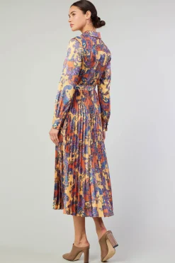 Paisley Pleated Maxi Dress