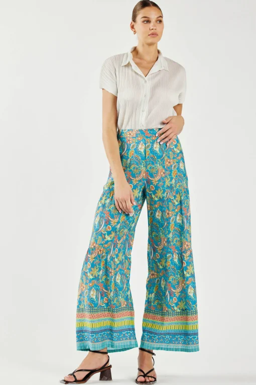 Paisley Printed Wide Leg Pants