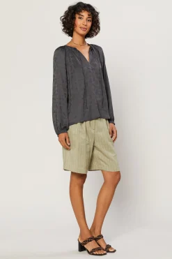 Paisley Split Neck Top