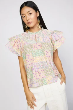 Patchwork Flutter Sleeve Top