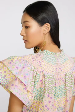 Patchwork Flutter Sleeve Top