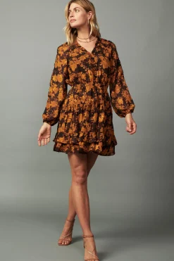 Picot Stitch Ruffled Mini Dress