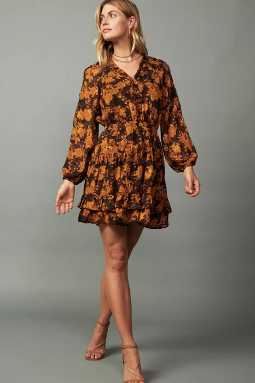 Picot Stitch Ruffled Mini Dress