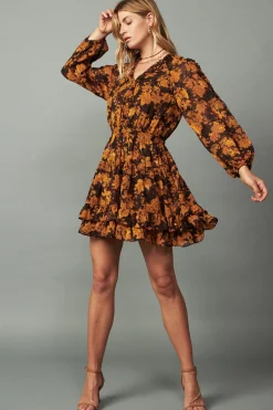 Picot Stitch Ruffled Mini Dress