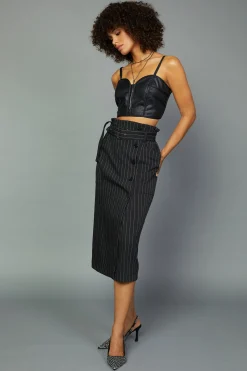Pinstriped Midi Skirt