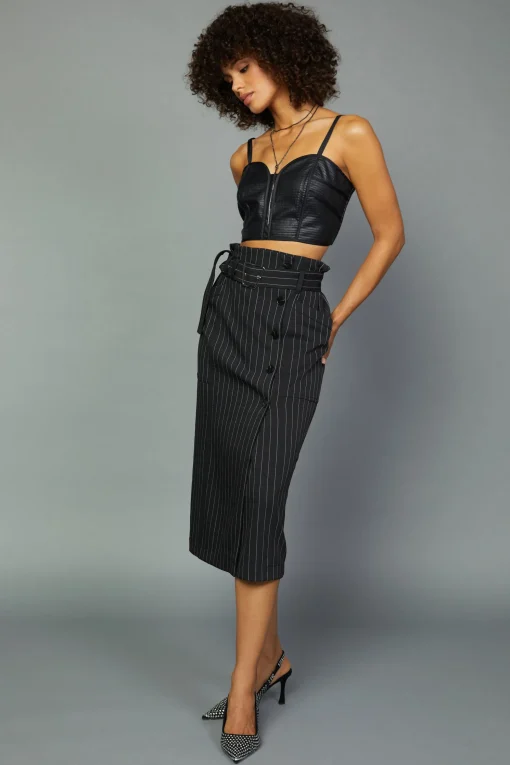 Pinstriped Midi Skirt