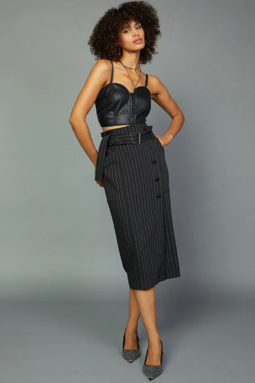 Pinstriped Midi Skirt