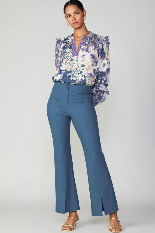 Pintucked Split Hem Pant