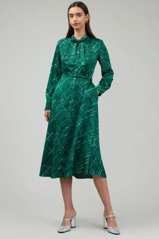 Plaid Pattern Midi Dress
