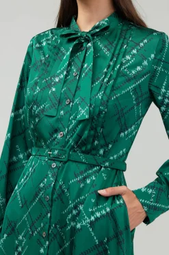 Plaid Pattern Midi Dress