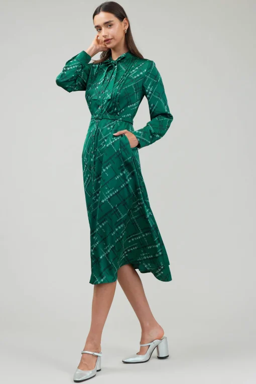 Plaid Pattern Midi Dress