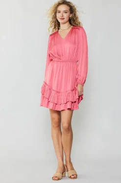 Pleat Detail Tiered Mini Dress