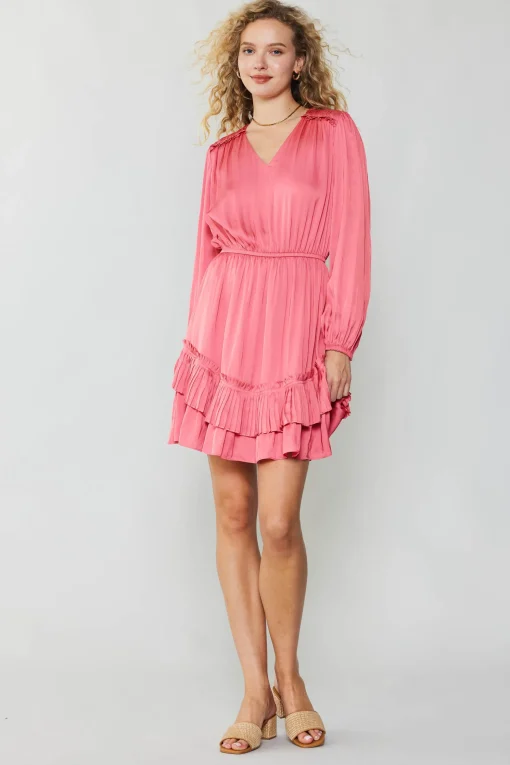 Pleat Detail Tiered Mini Dress