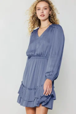 Pleat Detail Tiered Mini Dress