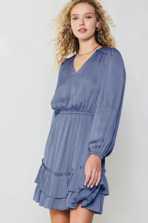 Pleat Detail Tiered Mini Dress