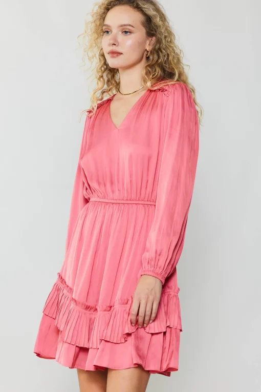 Pleat Detail Tiered Mini Dress