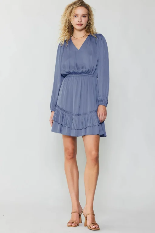 Pleat Detail Tiered Mini Dress