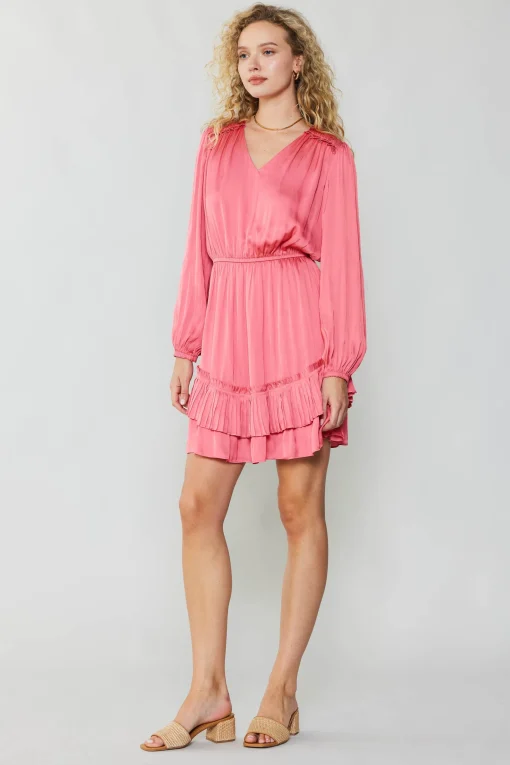 Pleat Detail Tiered Mini Dress
