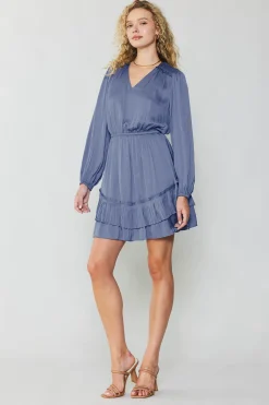 Pleat Detail Tiered Mini Dress