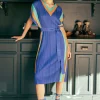 Pleated Border Kaftan Dress