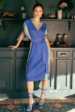 Pleated Border Kaftan Dress