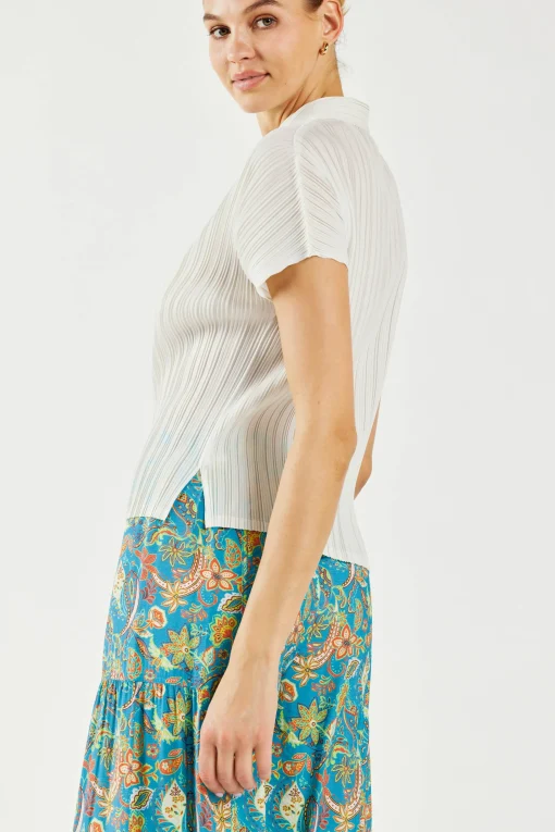 Pleated Button Down Top