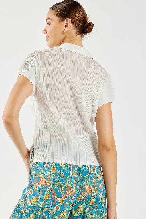 Pleated Button Down Top