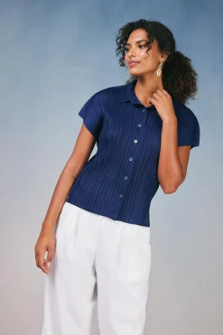 Pleated Button Down Top