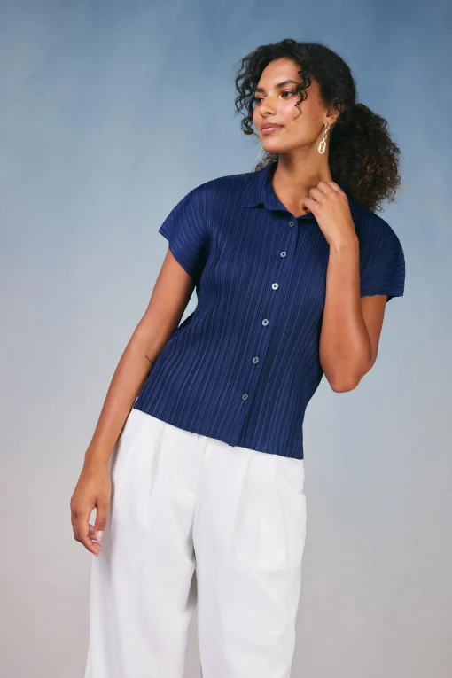 Pleated Button Down Top
