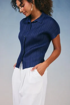 Pleated Button Down Top