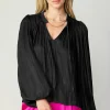 Pleated Puffed Sleeve Blouse