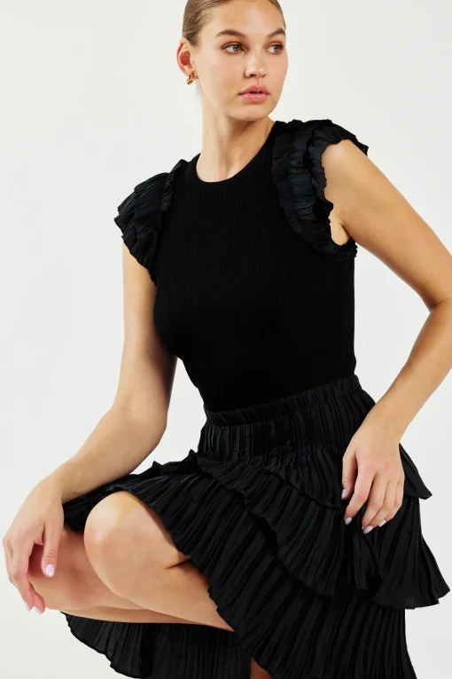 Pleated Skirt Sweater Dress