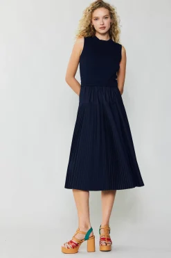 Pleated Skirt Sweater Dress