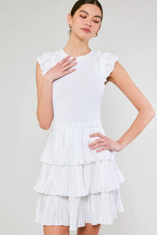 Pleated Skirt Sweater Dress