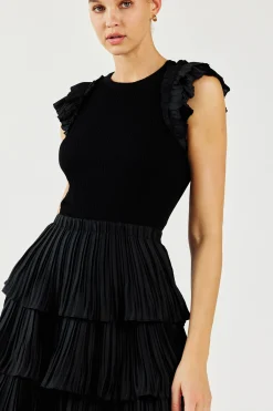 Pleated Skirt Sweater Dress