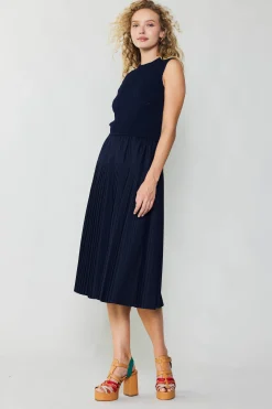 Pleated Skirt Sweater Dress
