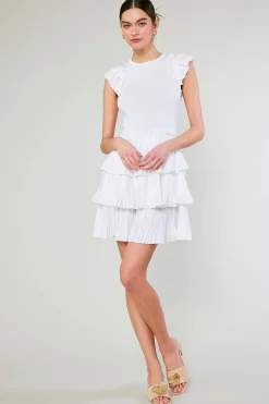 Pleated Skirt Sweater Dress