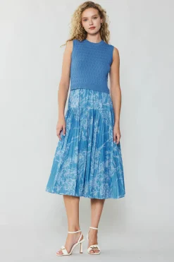 Pleated Skirt Sweater Dress