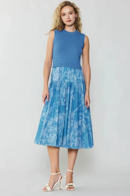 Pleated Skirt Sweater Dress