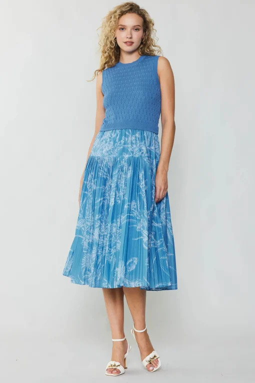 Pleated Skirt Sweater Dress