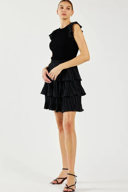 Pleated Skirt Sweater Dress