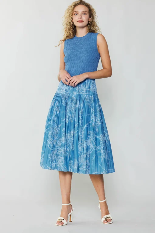 Pleated Skirt Sweater Dress