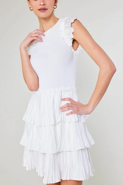 Pleated Skirt Sweater Dress