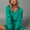 Pleated Sleeve Mini Dress