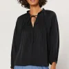 Pleated Split Neck Top