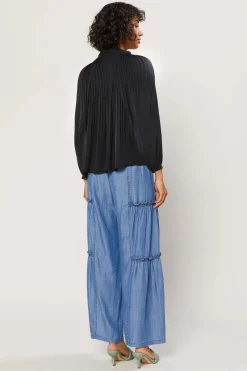 Pleated Split Neck Top